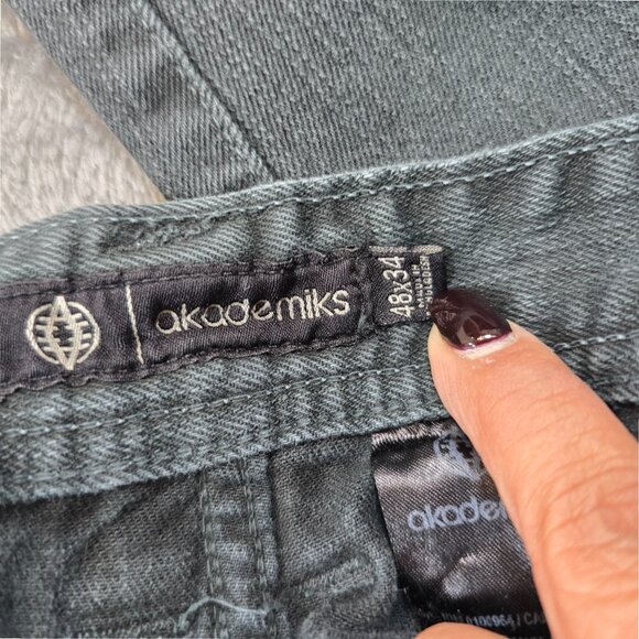 Akademiks Jeans Mens 48x34 Gray Baggy Straight Leg Relaxed Fit Streetwear - Picture 3 of 10